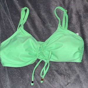 green tie up swim top